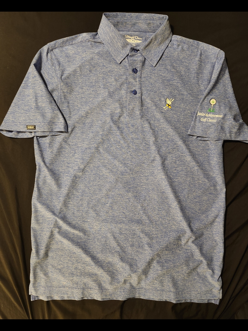 Straight Down  Men's Blue Heather Blue  Golf Polo M